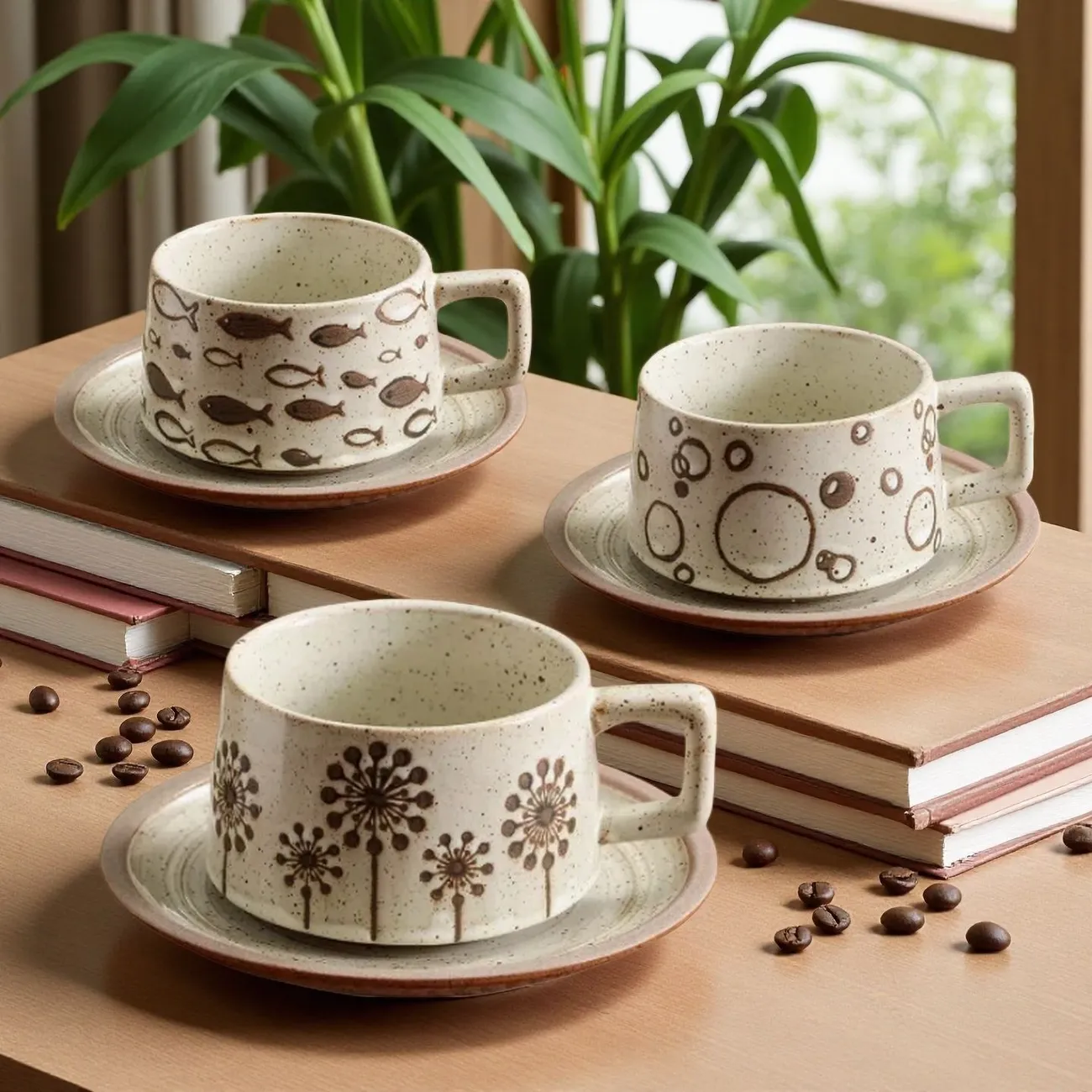 日式咖啡杯碟套装复古陶瓷艺术