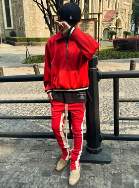 【现货】自主非fear of god 5th track pants 红白/白红双边校裤