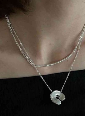 松本惠奈同款秋冬叠戴素链毛衣链设计感小众日系复古项链锁骨链女