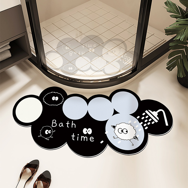 简约淋浴房弧形浴室地垫吸水速干卫生间厕所门垫防滑易清洗地毯子