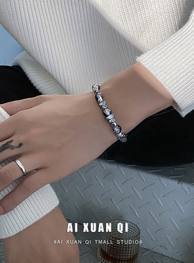 高级感冷淡风痞帅个性钛钢手链男