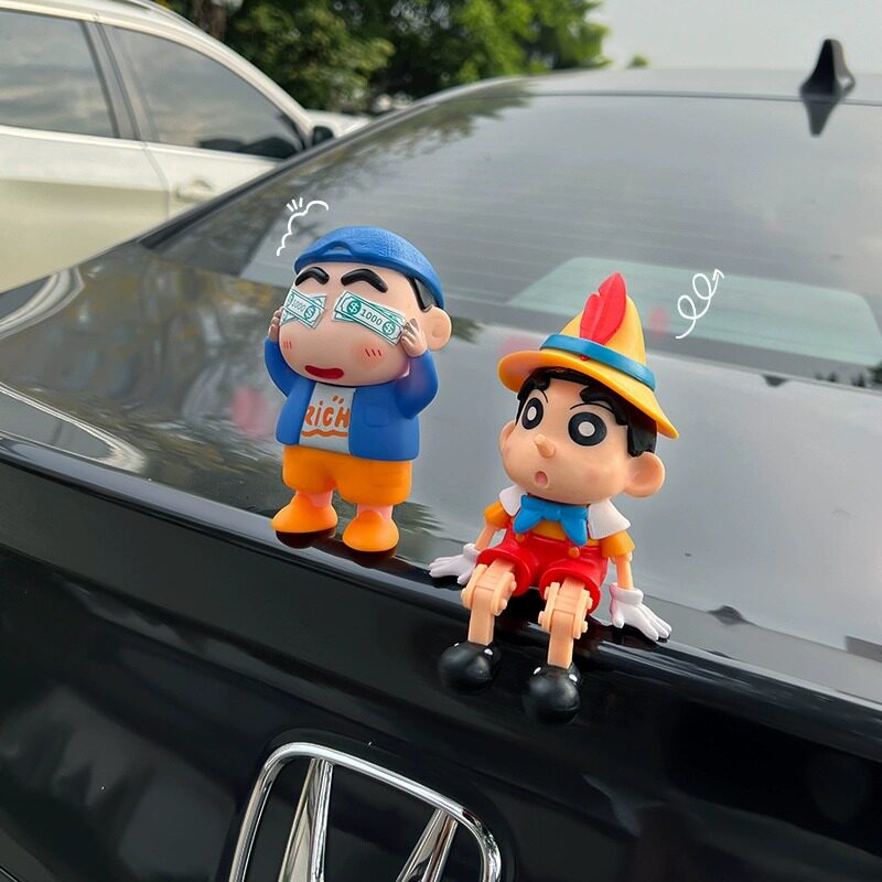 暴富蜡笔小新车载摆件汽车内车外装饰品车顶玩偶可爱车尾公仔挂件