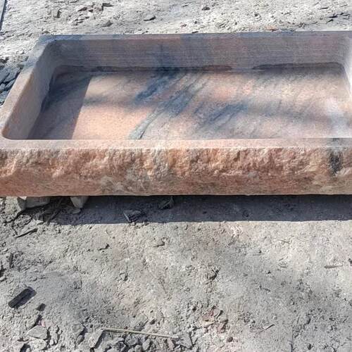 晚霞假山盆景天然大理石大型托盘上水石吸水底座长特大花盆方形