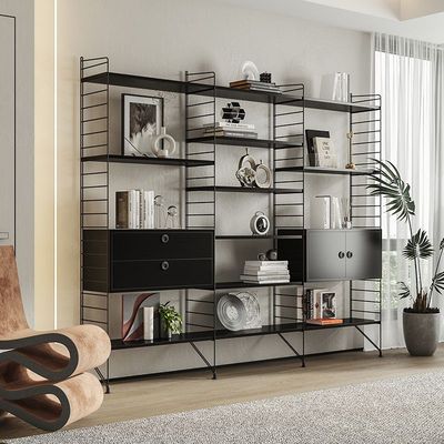 北欧上墙string置物架可调节分层隔板落地收纳架多功能书架展示架