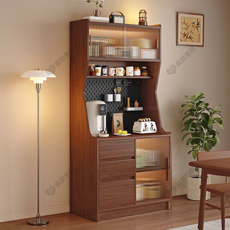 实木餐边柜靠墙窄柜客厅家用收纳储物柜复古风厨房橱柜茶水吧台柜