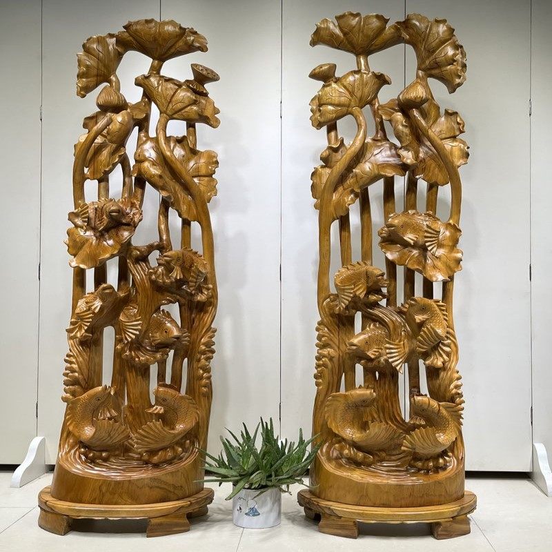 香樟木根雕木雕摆件年年有鱼手工雕刻家居客厅中式长45宽22高180,住宅家具,木质小样,淘宝优惠券,粉丝福利购,淘宝优惠卷