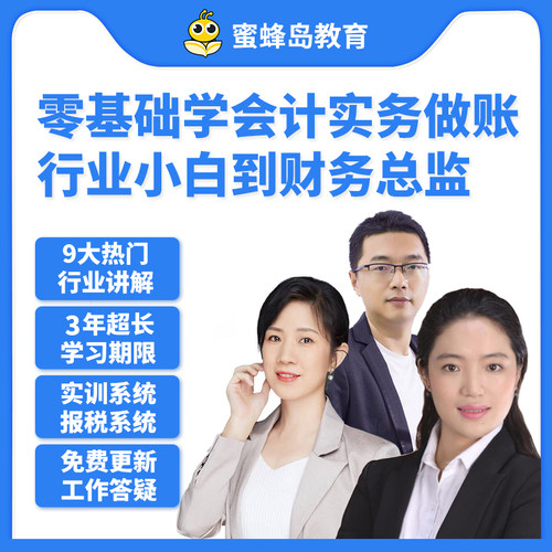 蜜蜂岛行业会计实务零基础入门会计实操真账实训全盘账视频网课