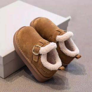 儿童低帮雪地靴2025冬季新款女童勃肯鞋大棉靴羊羔毛加绒保暖男童