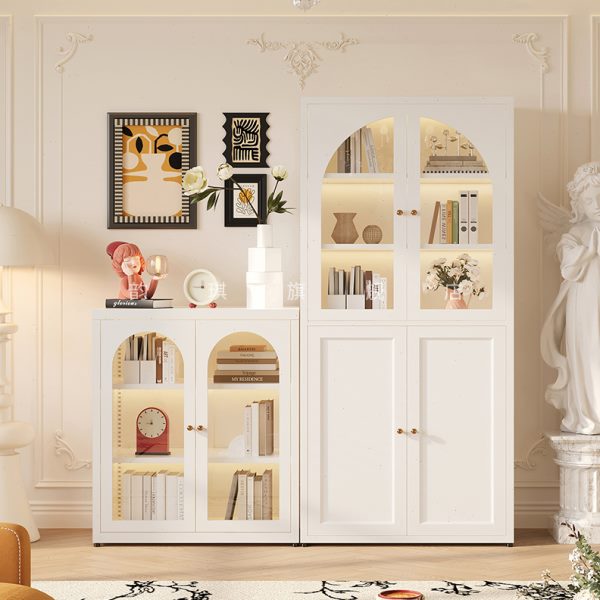 书架落地客厅铁艺防尘手办玩具收纳柜置物架储物家用儿童靠墙书柜