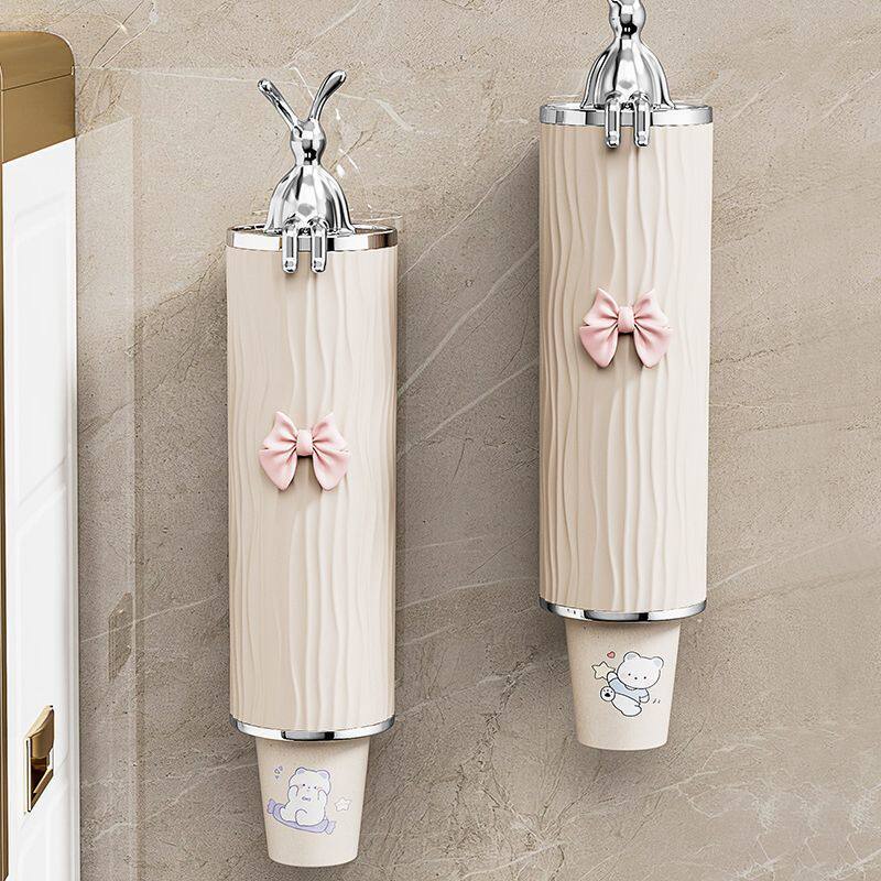 壁挂一次性杯子取杯器纸杯桶杯架纸杯收纳储物盒防尘置物架子神器