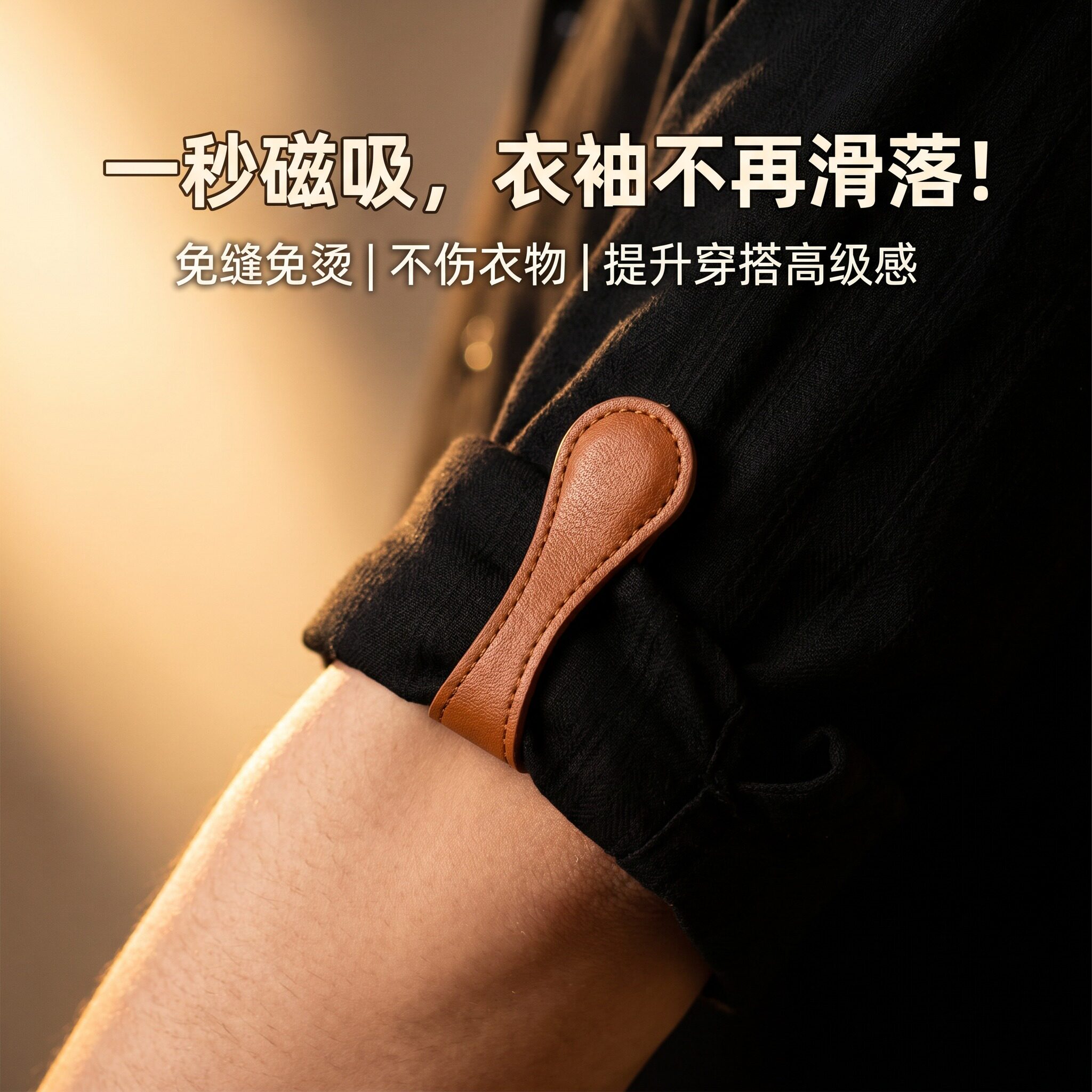 皮革磁吸扣衣服衬衫挽袖口裤脚防下滑固定器免缝无痕不伤衣强吸力 - 实物图