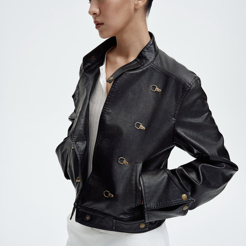 水洗做旧复古休闲短款夹克外套