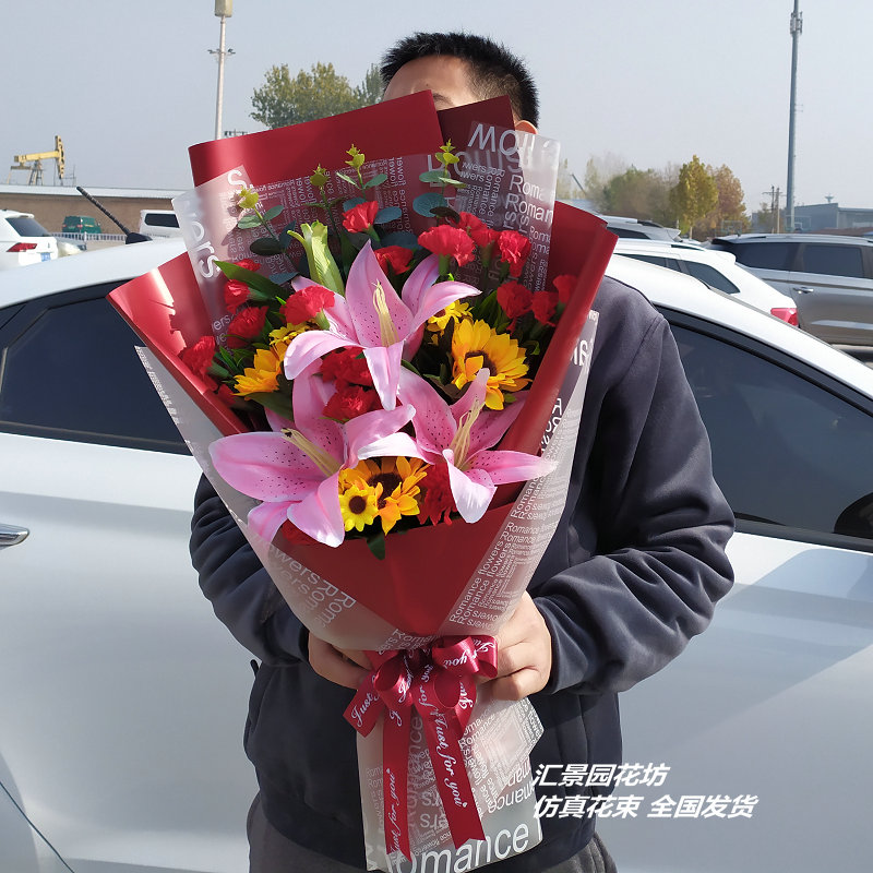 仿真花束手捧花交车颁奖舞台献花假花教师节毕业季拍照情人节绢花