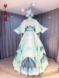 永恒的童声《英雄剑》女童水墨画《千里江山》长款连体江南水乡风