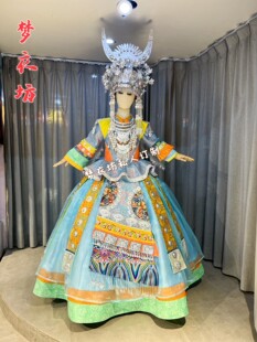 快乐阳光女童长款羌族彝族纳西族苗族瑶族畲族普米族高山族演出服