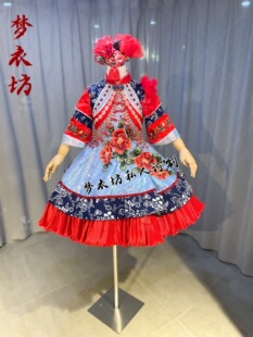 快乐阳光演出服《红高粱》美格山丹丹川江谣陕北民歌女童唱歌礼服