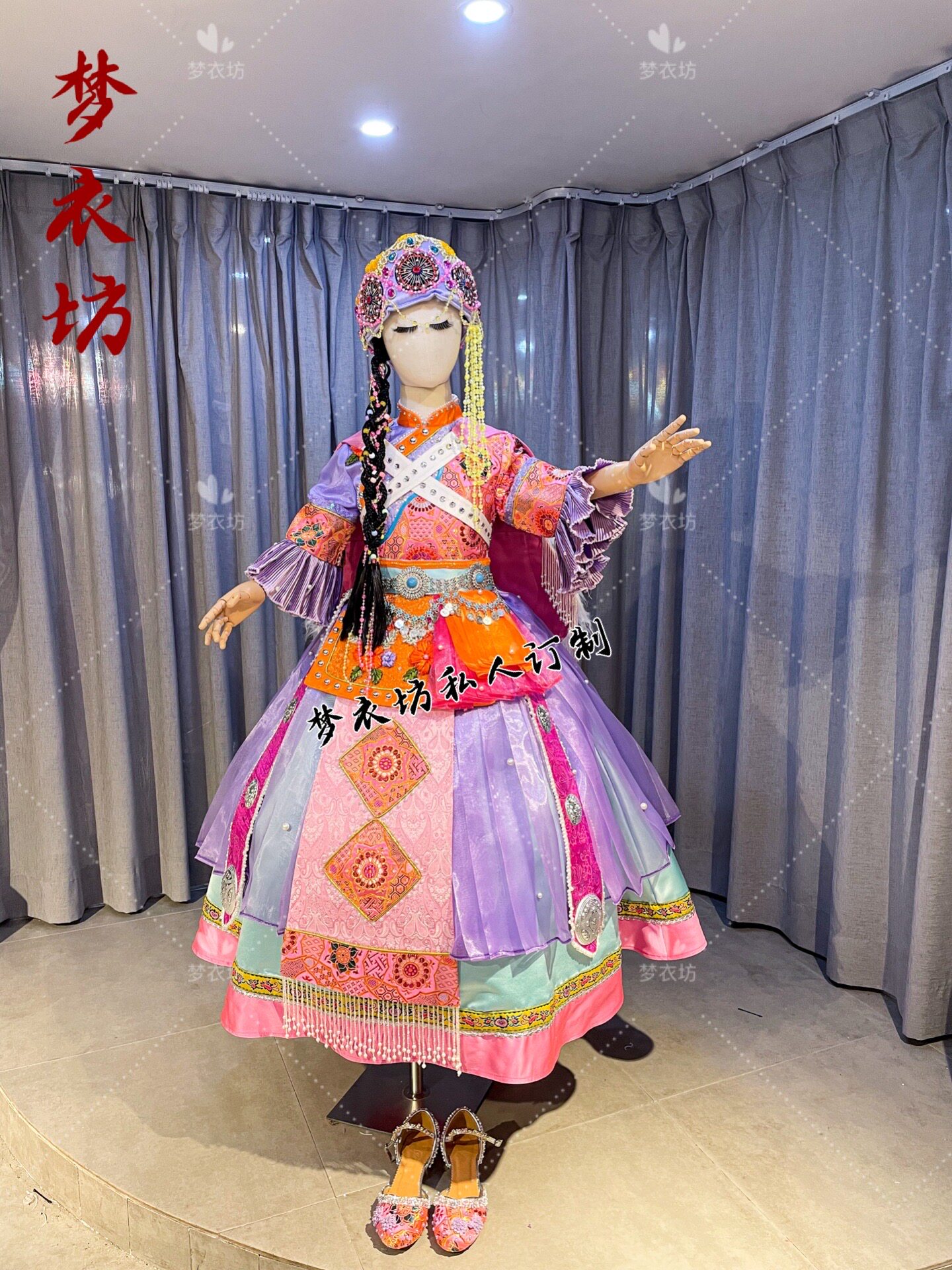 快乐阳光演出服《天雨流芳》女童纳西族彝族普米族民族服