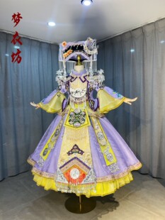 快乐阳光女童长款羌族彝族纳西族苗族瑶族畲族普米族高山族演出服