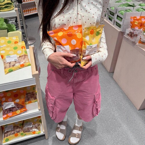 水洗星星刺绣工装七分裤女街头