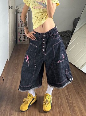 辣妹多排扣工装裤子女夏季新款