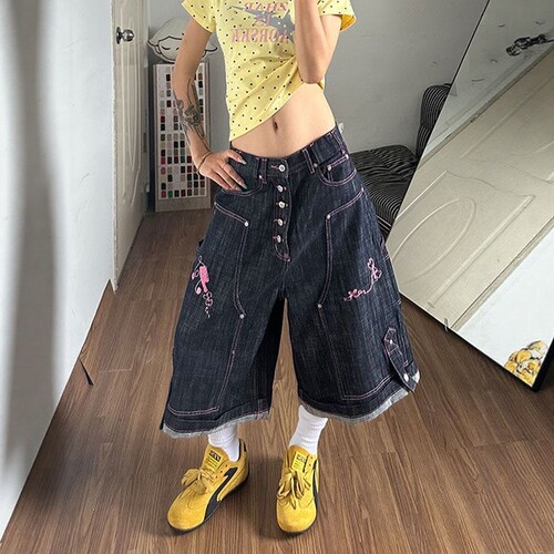 辣妹多排扣工装裤子女夏季新款