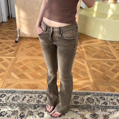 y2k千禧风辣妹牛仔美拉德棕色