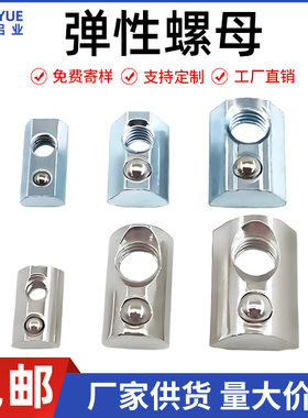 欧标国标弹性螺母弹珠铝型材后装弹簧钢珠螺帽20304045配件不锈钢