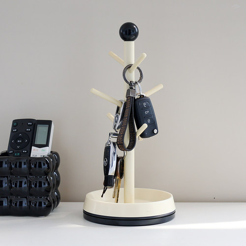 入户门玄关钥匙挂钩收纳架子进门摆件创意旋转钥匙架整理盒置物架