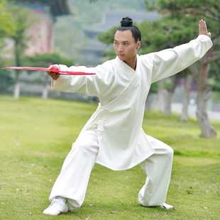 高档高档武当山亚麻太极服秋冬季 斜领道服男女盘扣道士服套装 太极