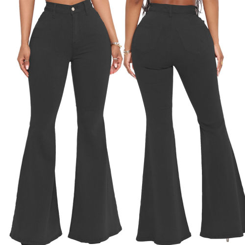 jeans women trousers 2022Fashion elastic ladies pants 微喇裤