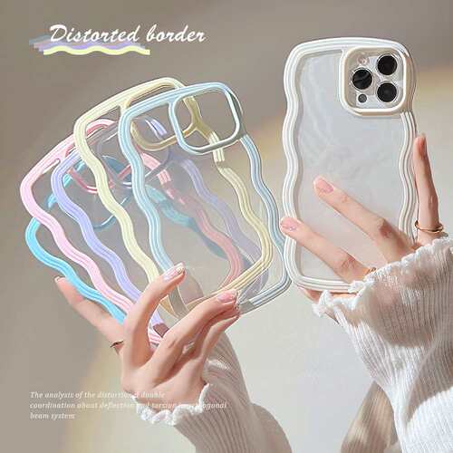 波浪边框适用iphonepromax苹果手机壳纯色简约X糖果色