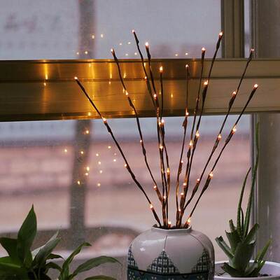 LED Willow Branch Lamp Floral Lights 20 Bulbs Home Christmas