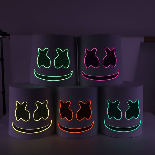 DIY LED Halloween Mask DJ Music Mask Cosplay Marshmallow