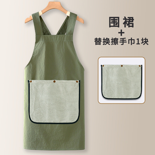 围裙厨房家用2025新款做饭围腰防水防油可拆擦手大毛巾定制logo印
