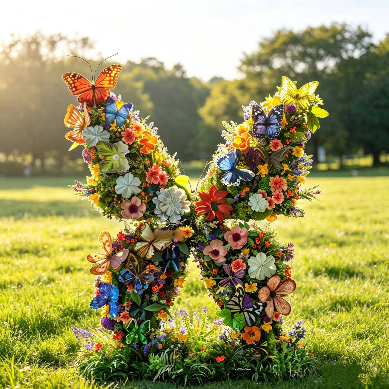仿真花蝴蝶造型花艺美陈户外公园网红打卡装饰店铺婚纱店橱窗布置