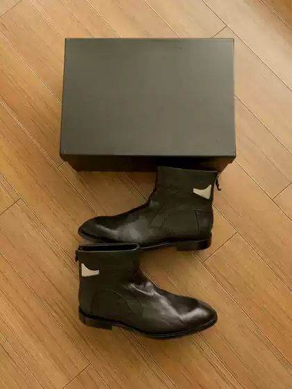 Men's Chelsea Boots with a Slanted Cut, Retro High-Top Slip-On Martin Boots, Trendy Square Toe, Back Zipper, Thick-Soled Height-Increasing Chimney Boots