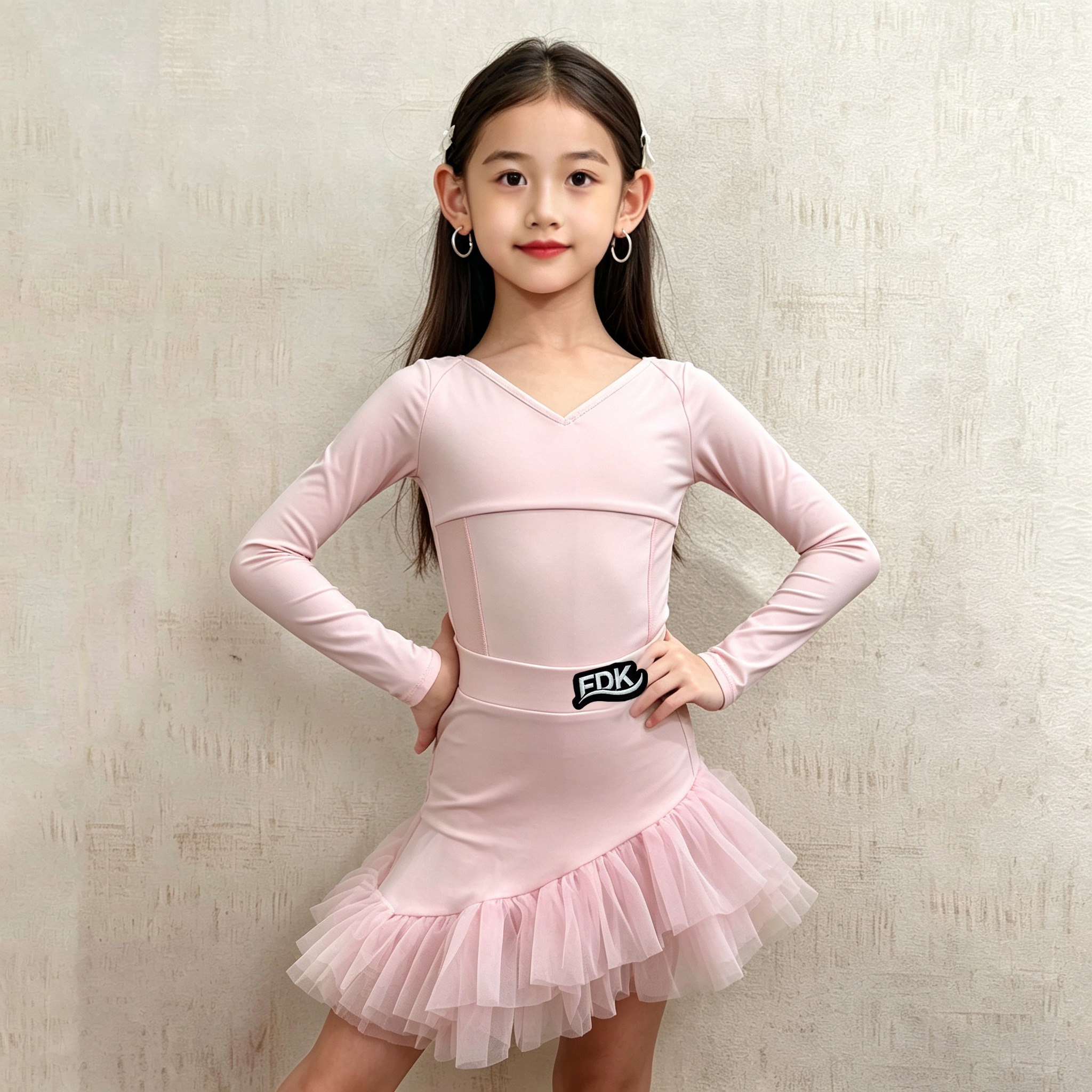梵蒂恺女童拉丁舞服少儿练功服儿童专业演出服女孩国标拉丁舞蹈裙