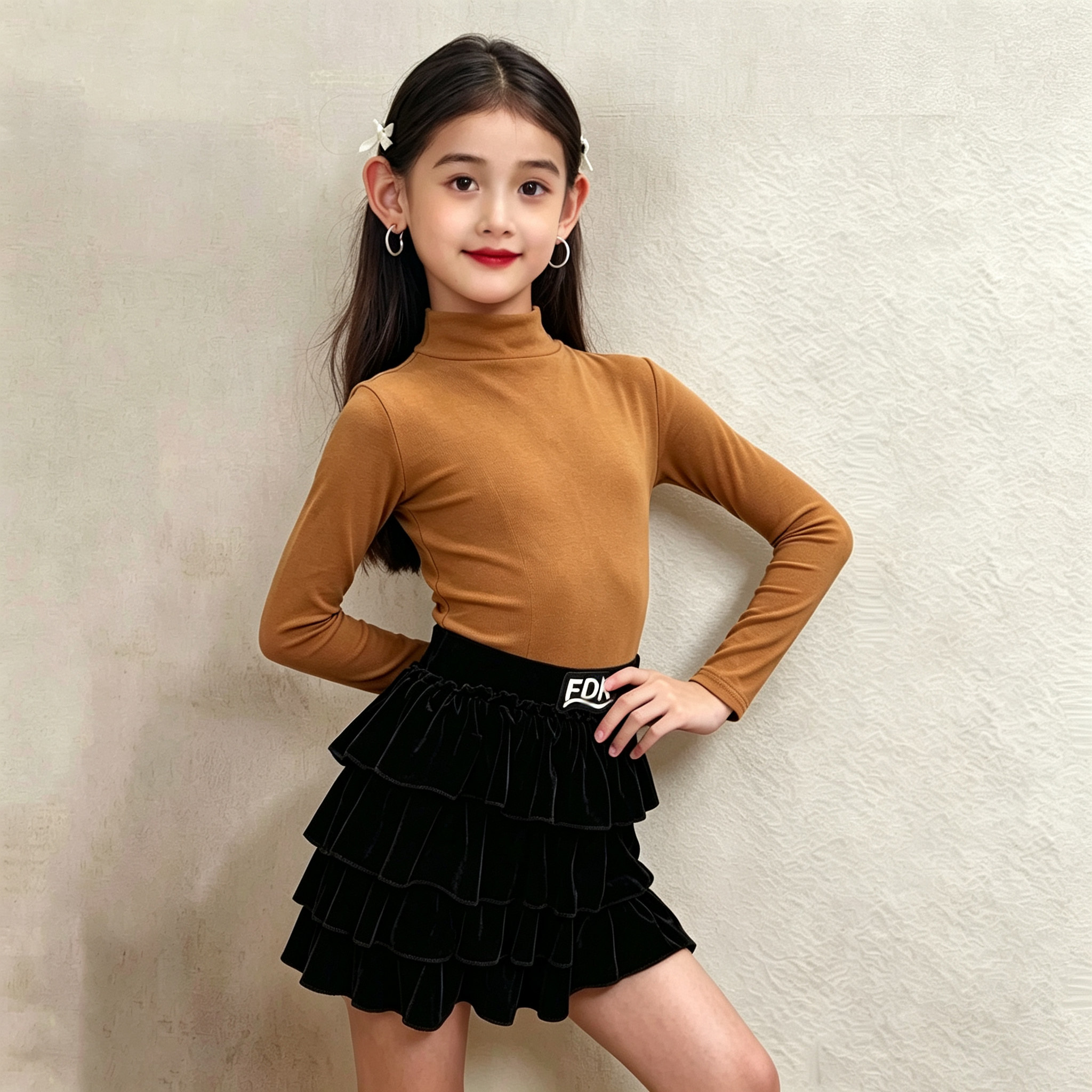 梵蒂恺新款女童拉丁舞服儿童练功服少儿专业考级舞蹈裙演出舞蹈服