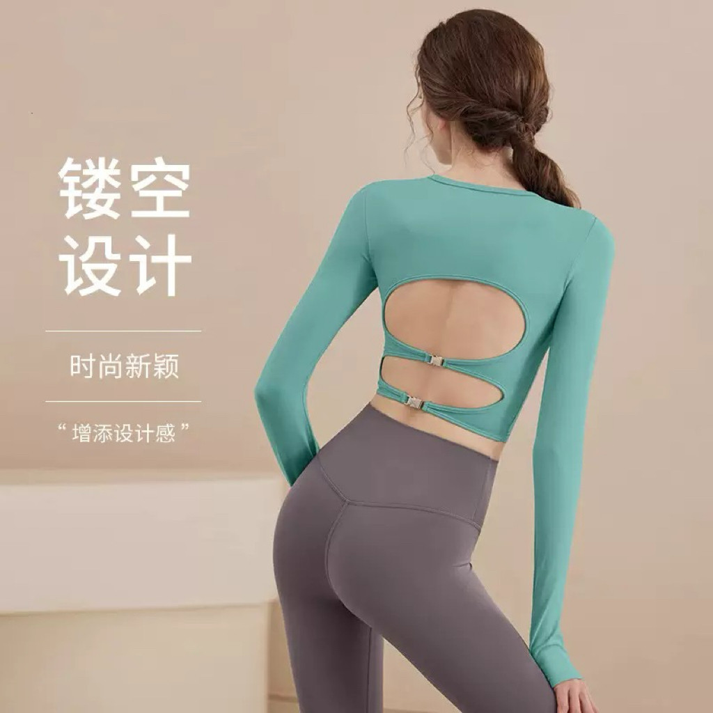 美式辣妹风露背运动上衣健身衣女