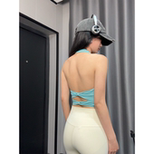 运动内衣女带胸垫挂脖交叉瑜伽美背跑步防震聚拢专业训练健身文胸