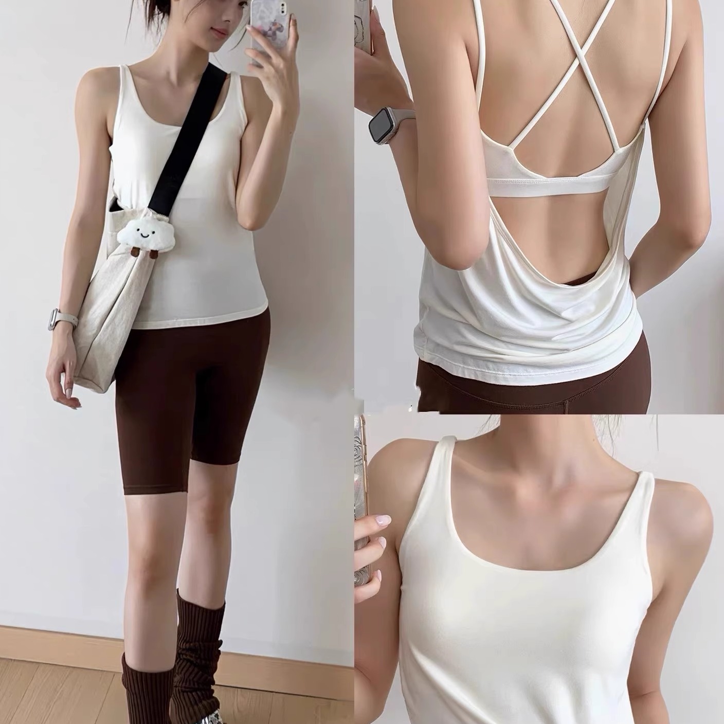 固定一体杯健身女孩瑜伽背心上衣