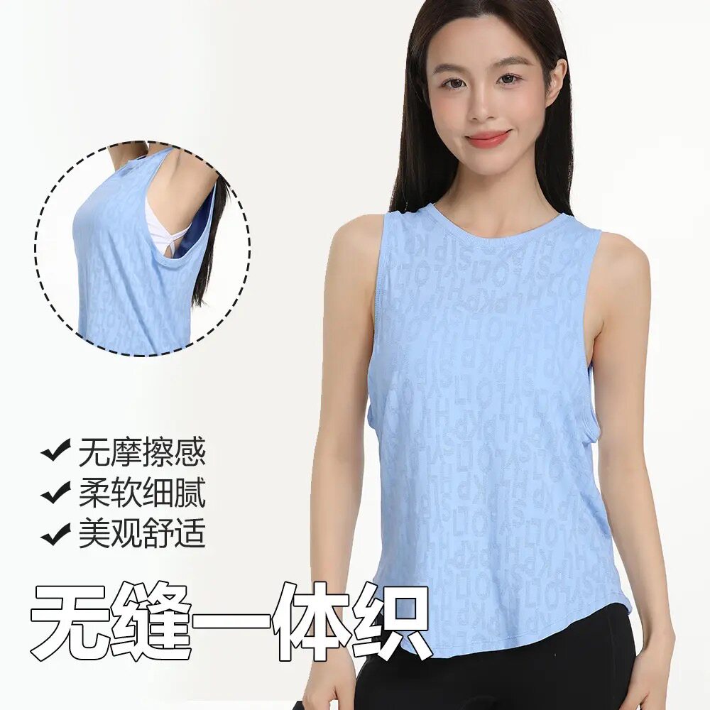 新款无袖普拉提运动罩衫女夏薄款背心健身速干无袖瑜伽上衣宽松