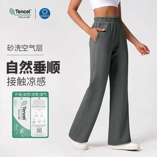 女速干跑步健身瑜伽外穿 女高腰休闲运动长裤 秋季 莫代尔宽松直筒裤