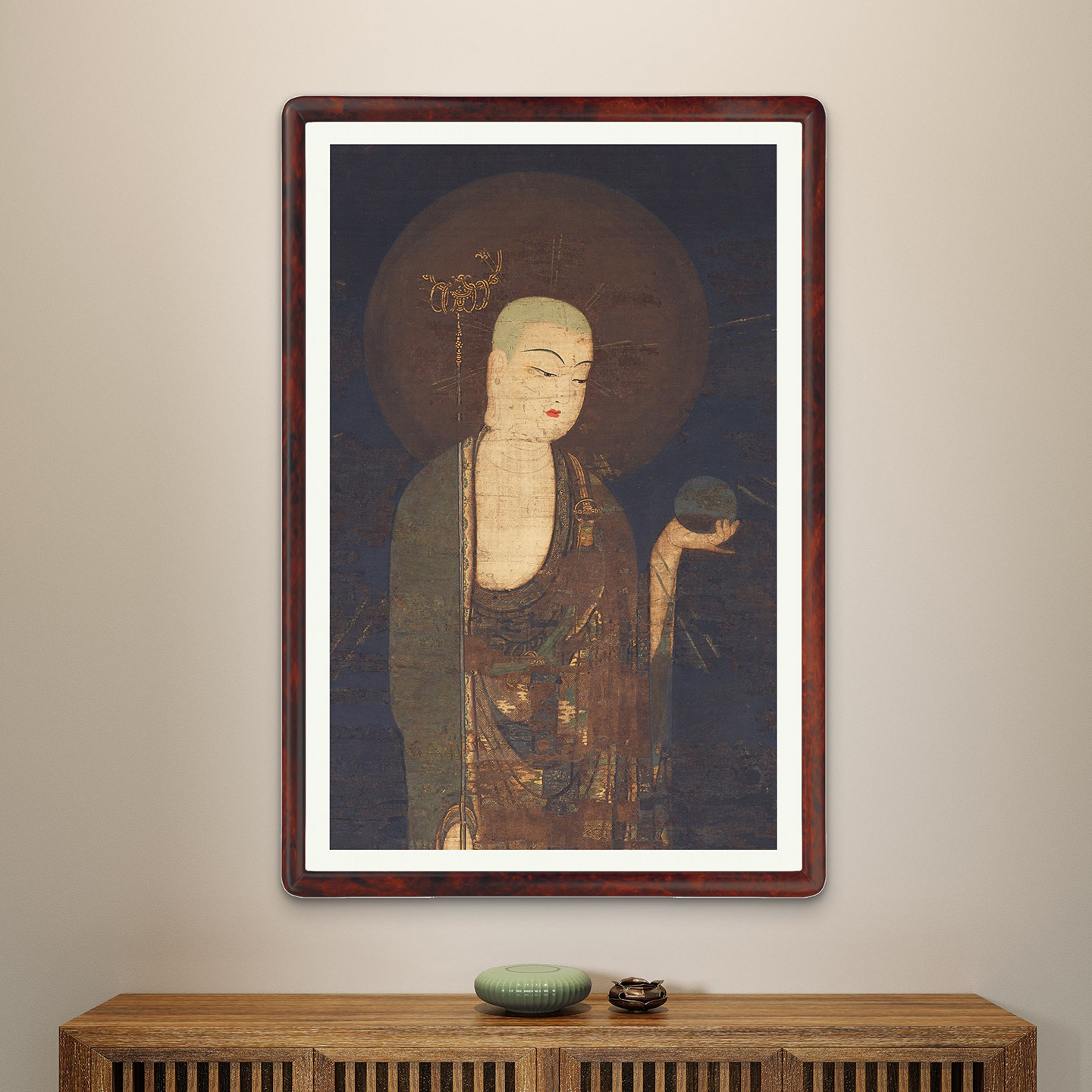 禅意地藏王佛像装饰画中式客厅书房墙面挂画提升空间格调品味
