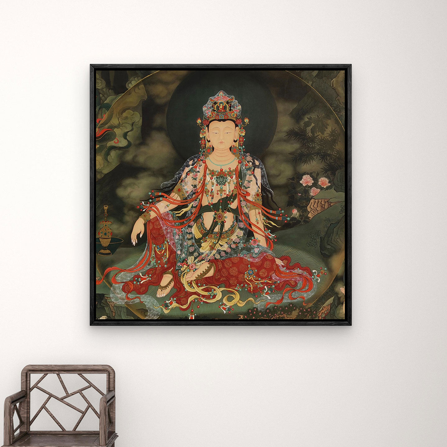 法海寺水月观音国潮新中式装饰画中古风玄关客厅书房走廊挂画