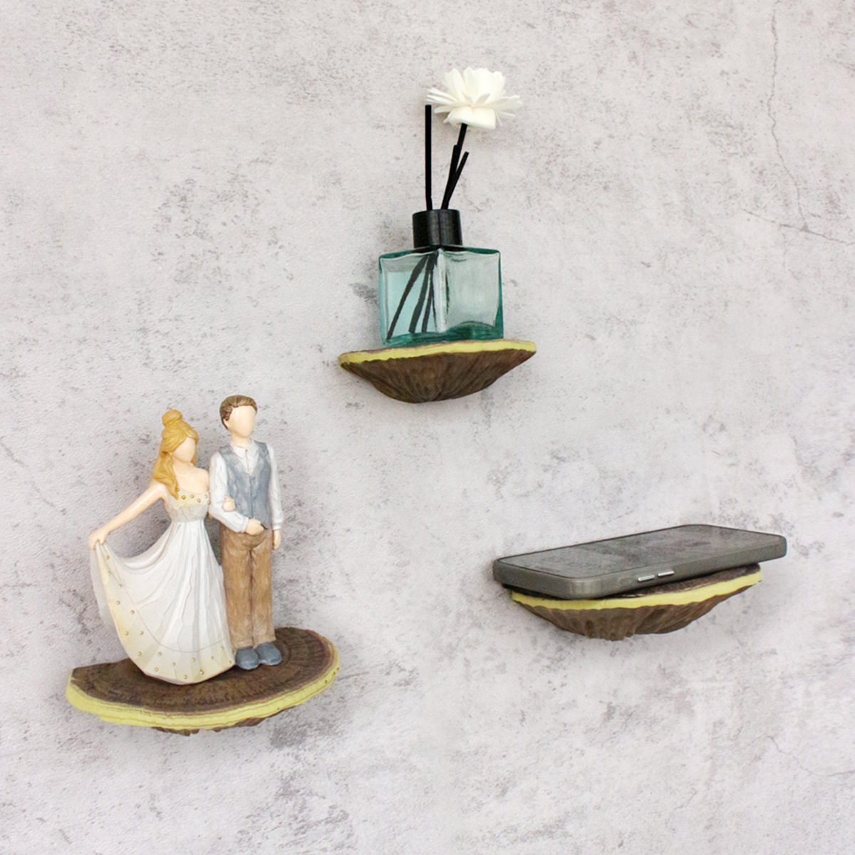 跨境新品仿真灵芝置物架挂件树脂家居墙壁装饰工艺品壁挂户外树挂