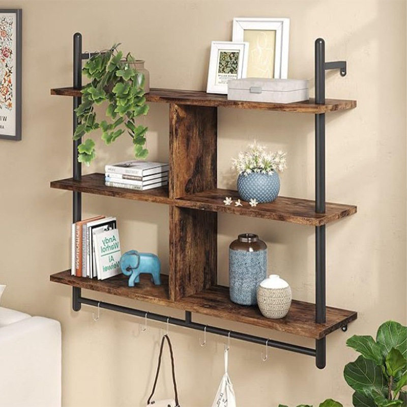 木质铁艺厨房碗架调料水杯放置架 阳台花架置物架 客厅墙上装饰架