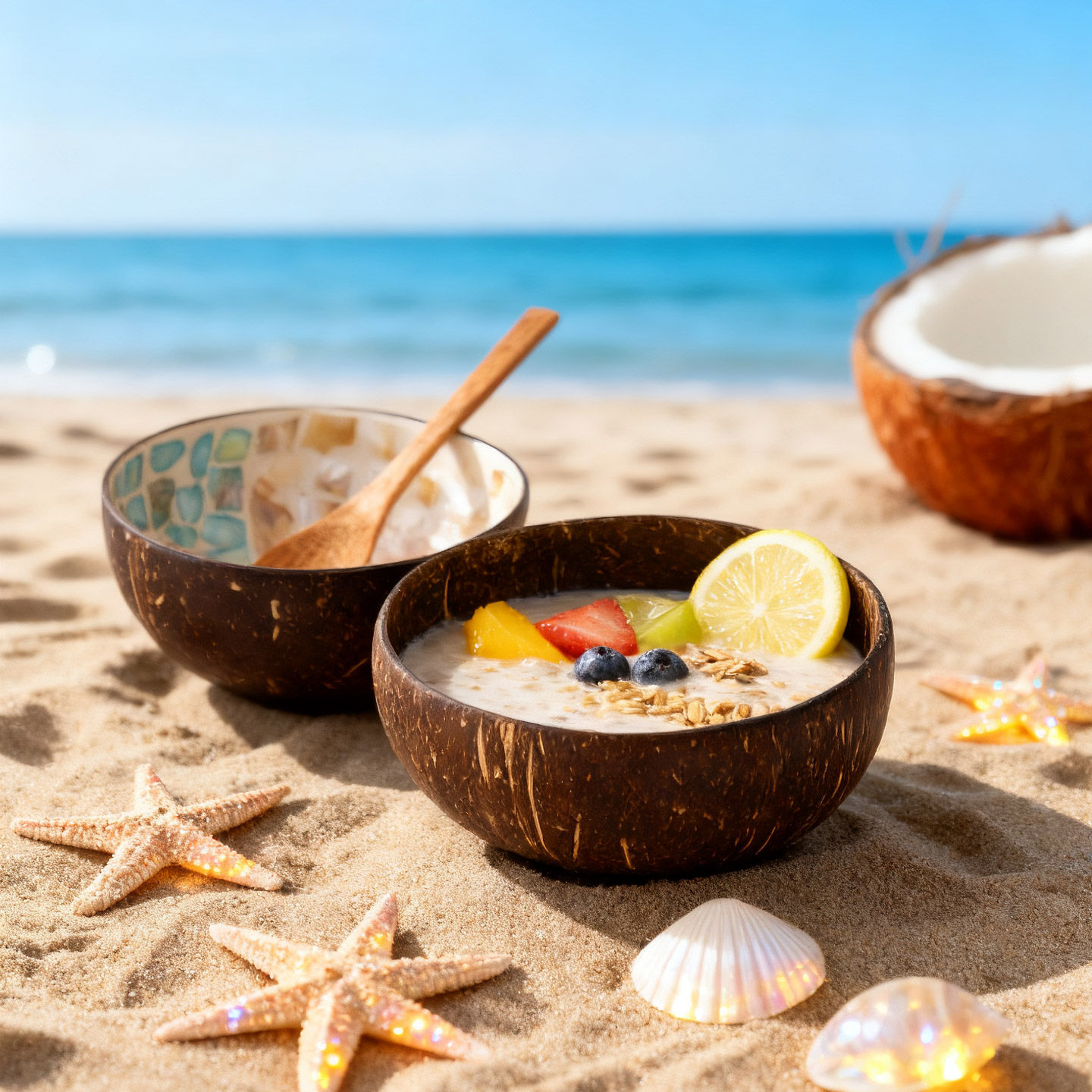 越南创意天然椰子贝壳碗家用早餐燕麦酸奶麦片沙拉甜品轻食木碗椰