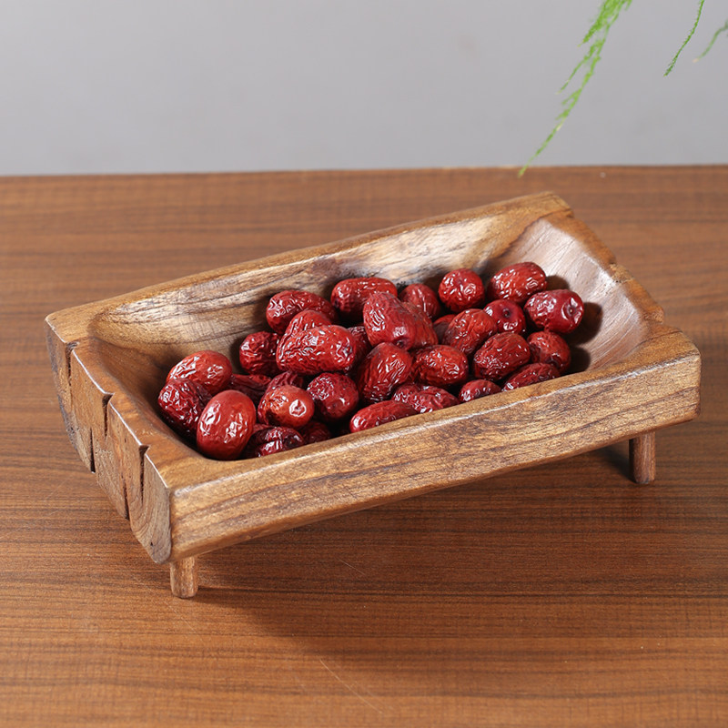 泰国实木干果盘家用客厅茶几复古创意木质托盘坚果零食收纳水果盘