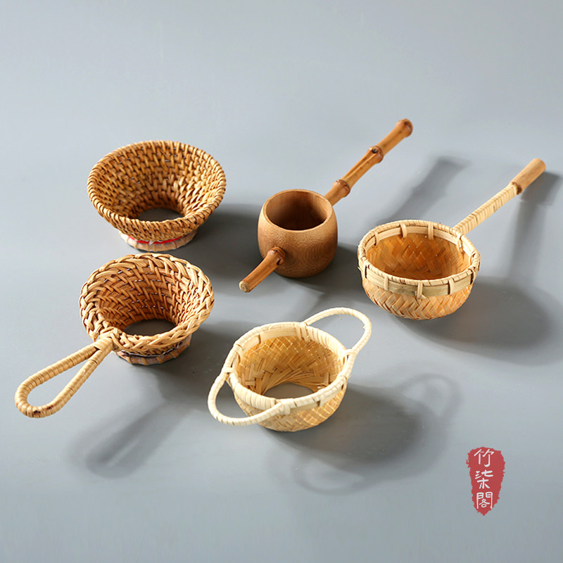 越南手工打磨老竹根茶漏茶具配件茶隔茶滤泡茶茶叶过滤滤网器竹子